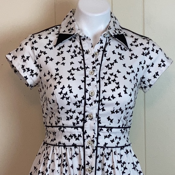 eShakti Vintage Style Retro Butterfly Shirt Dress - Picture 4 of 11